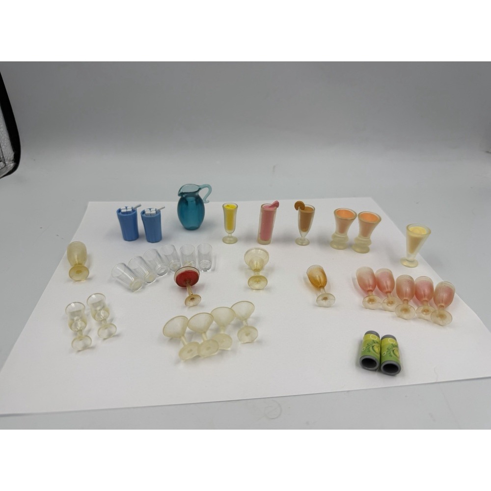 Re-ment Miniatures Drinking Glasses, Pitcher, Drinks, & More LOT 31 Pieces
